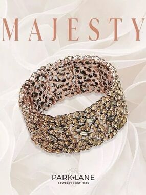 Park Lane Rose Gold Crystal Stretch Bracelet - Champagne Stones